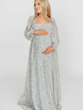 Storia Sage Green Floral Maxi Maternity Dress